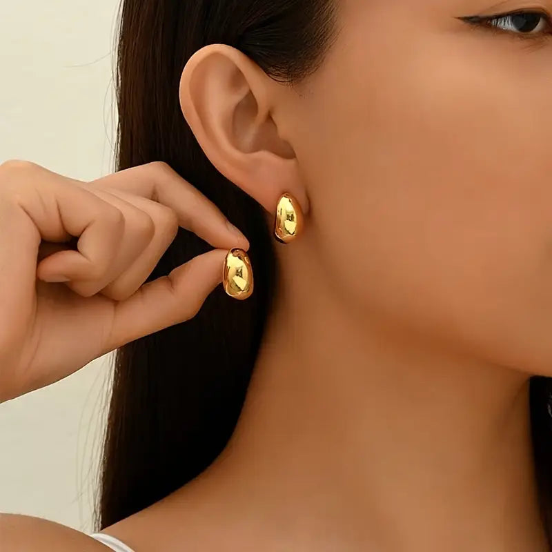 Gold Bean Drop Earrings