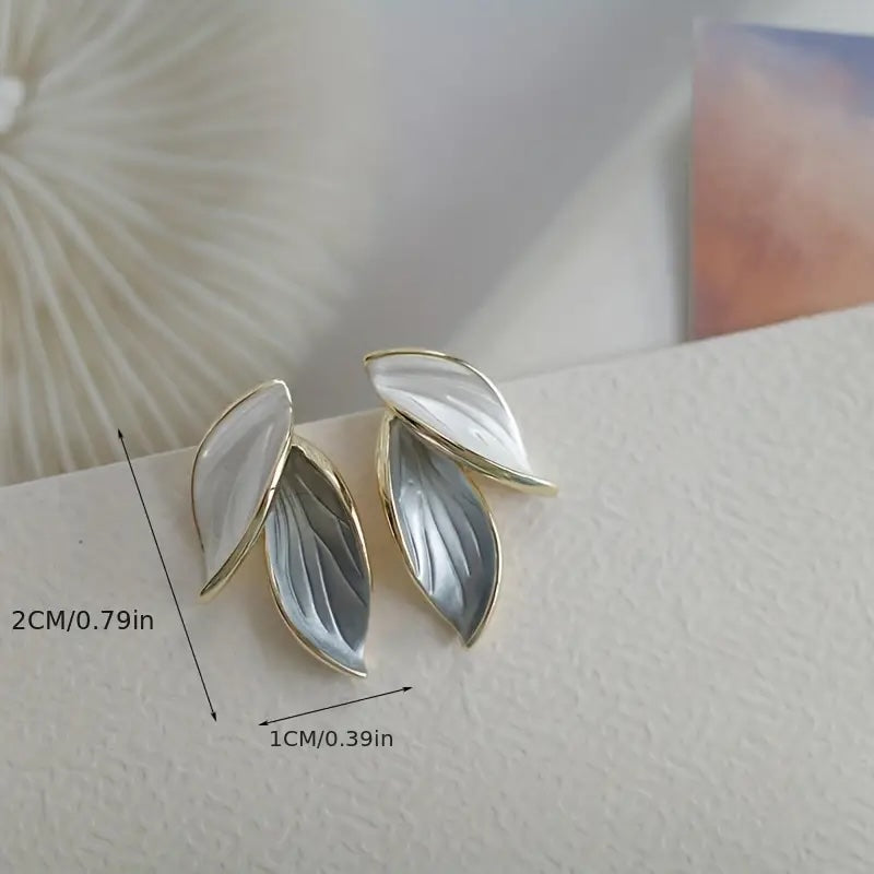 Stud Earrings - Blue Mist Leaf