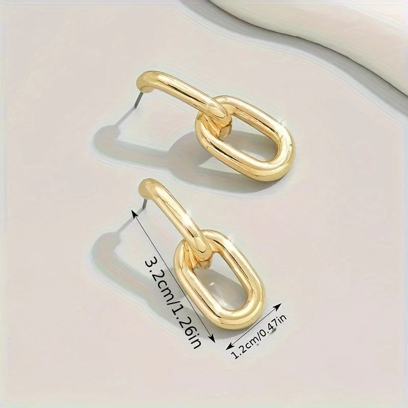 14k Gold Platted - Link Drop Earrings