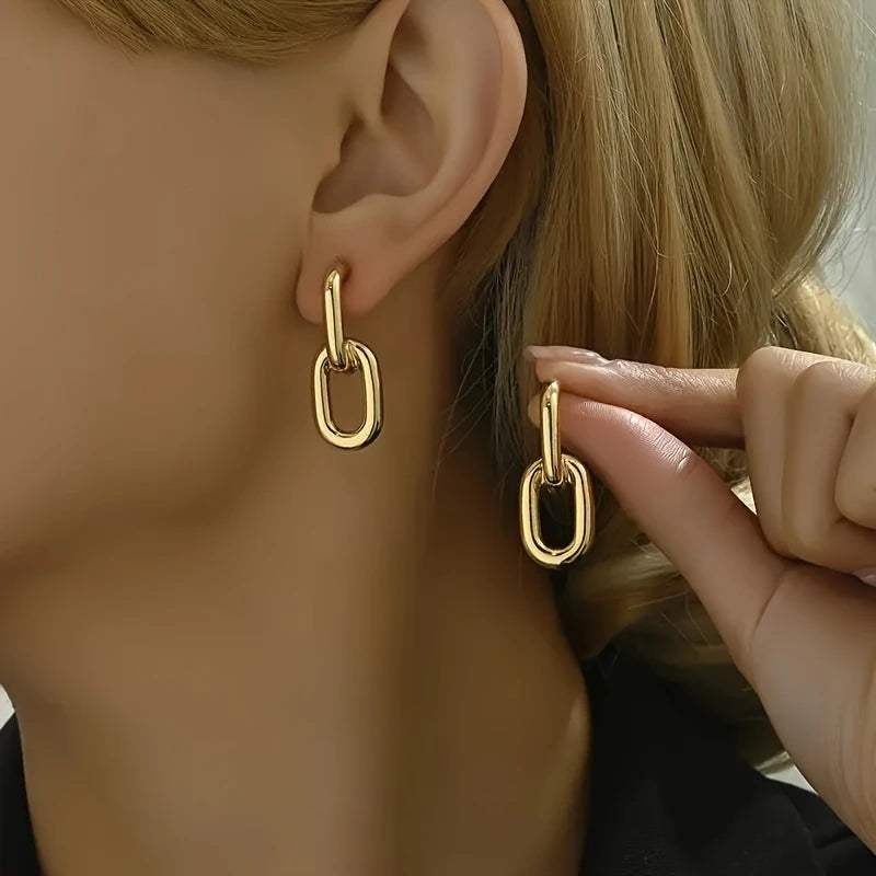 14k Gold Platted - Link Drop Earrings