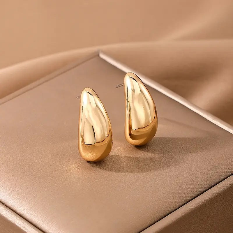 Gold Bean Drop Earrings