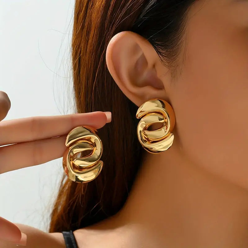 14k Gold Plated - Curves Golden Earrings