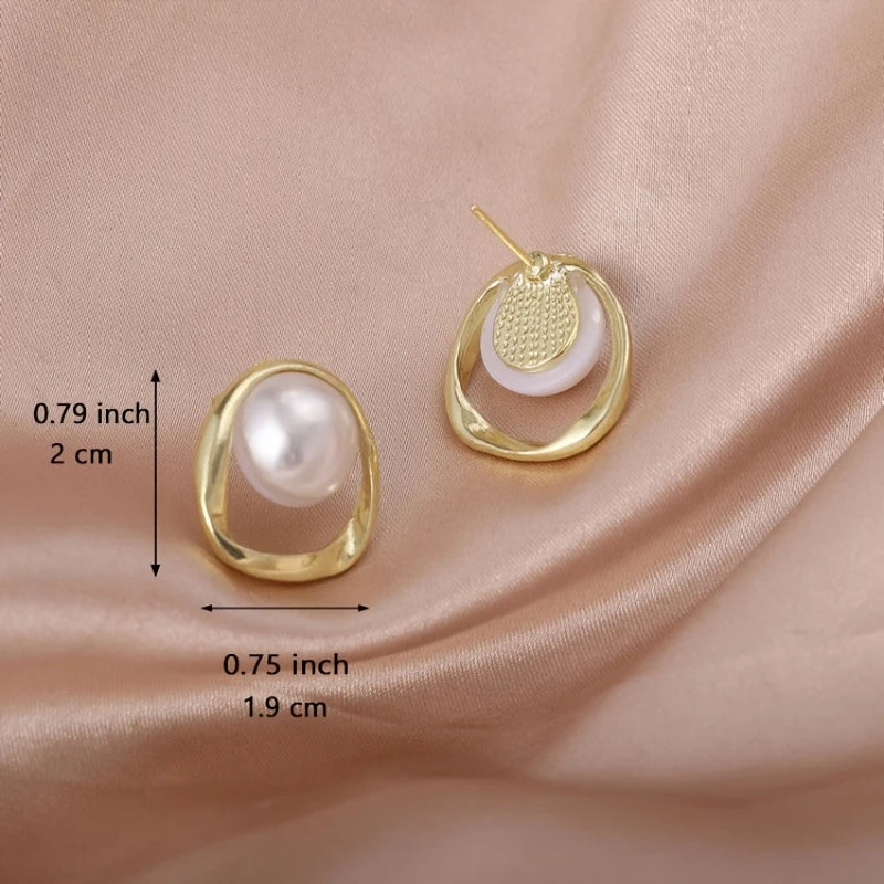18k Gold Plated - Halo Pearl Studs