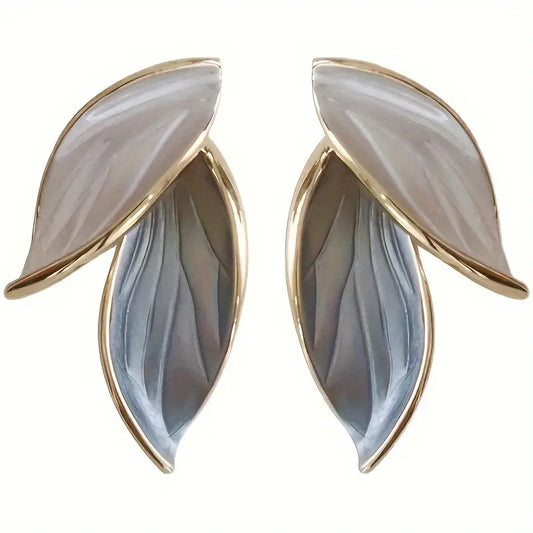 Stud Earrings - Blue Mist Leaf