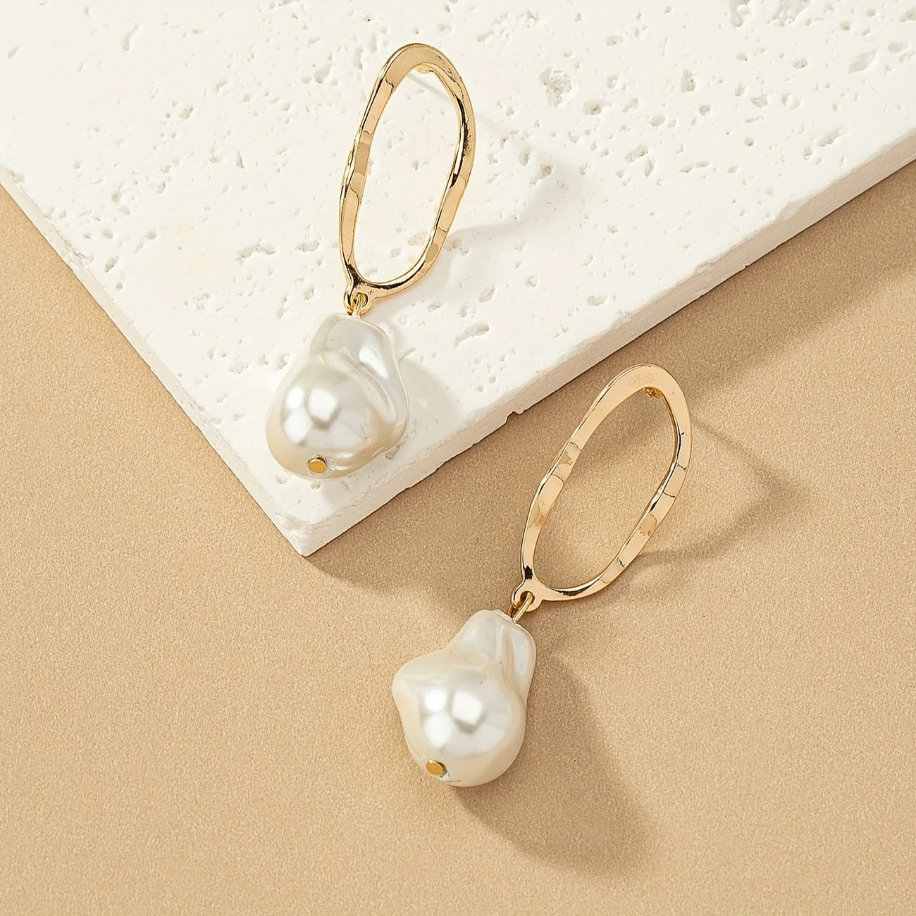 14k Gold Platted - Moonlight Pearl Drop Earrings