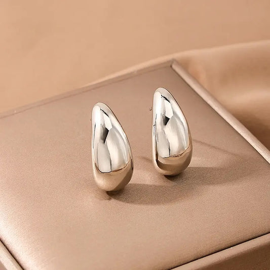 Silver Bean Drop Earrings