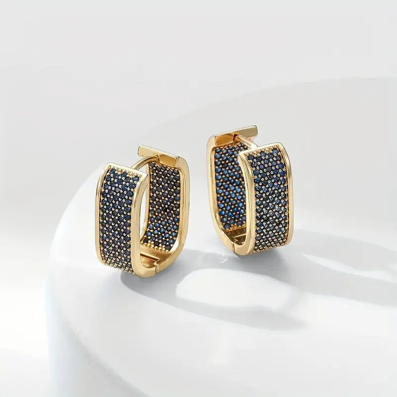 18k Gold Plated - Stone Hoop Earrings