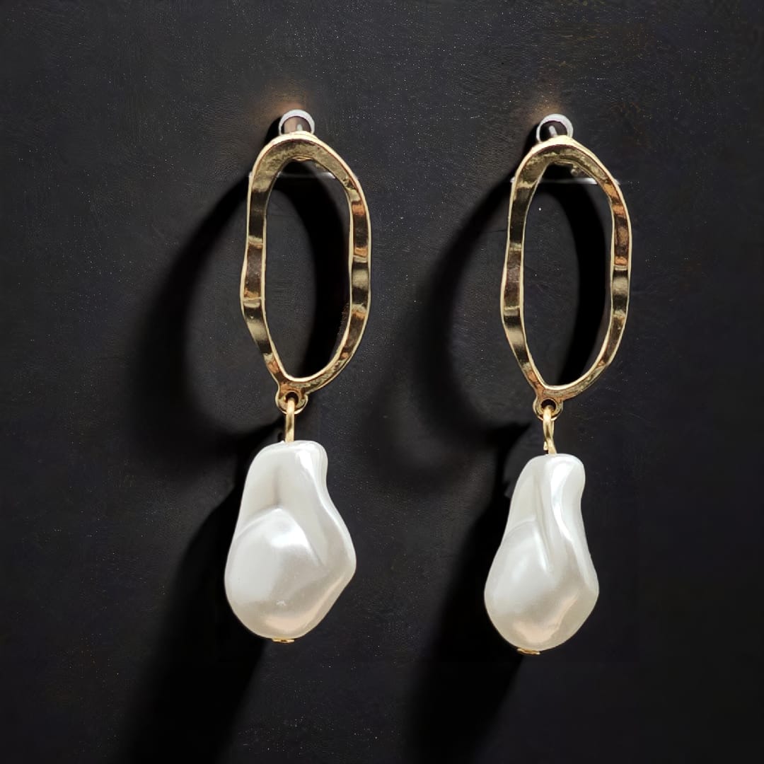 14k Gold Platted - Moonlight Pearl Drop Earrings