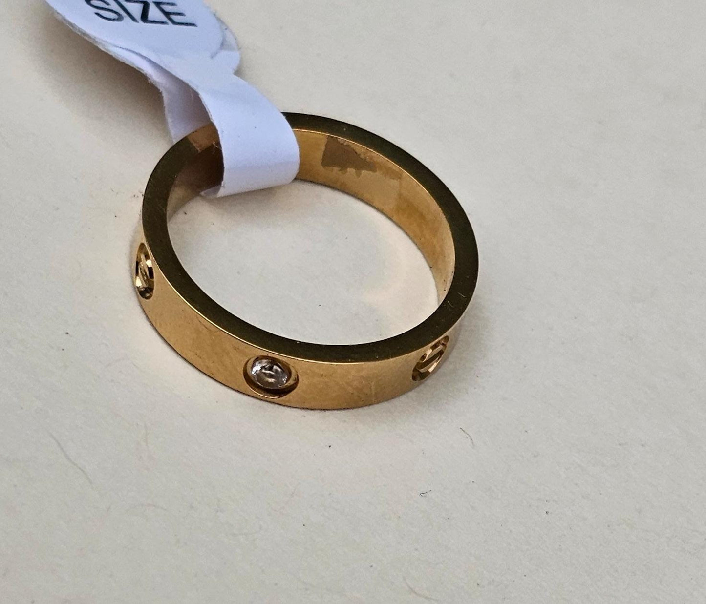 Crystal Love Gold Band Ring - Size 7