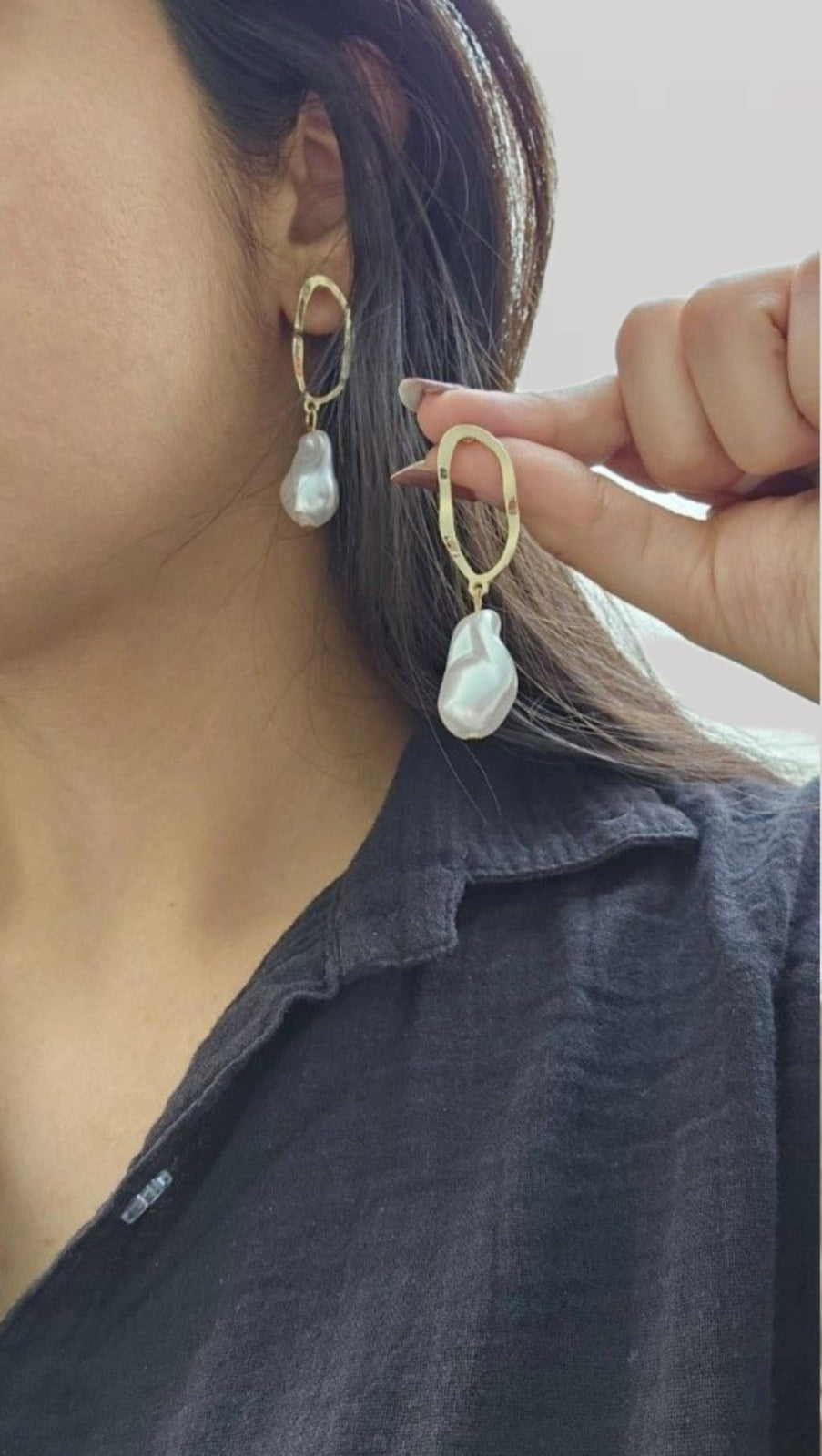 14k Gold Platted - Moonlight Pearl Drop Earrings