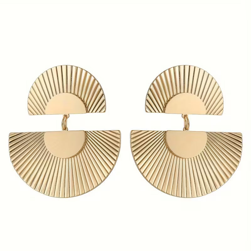 Golden Crescent Drop Earrings
