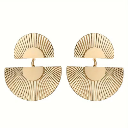 Golden Crescent Drop Earrings
