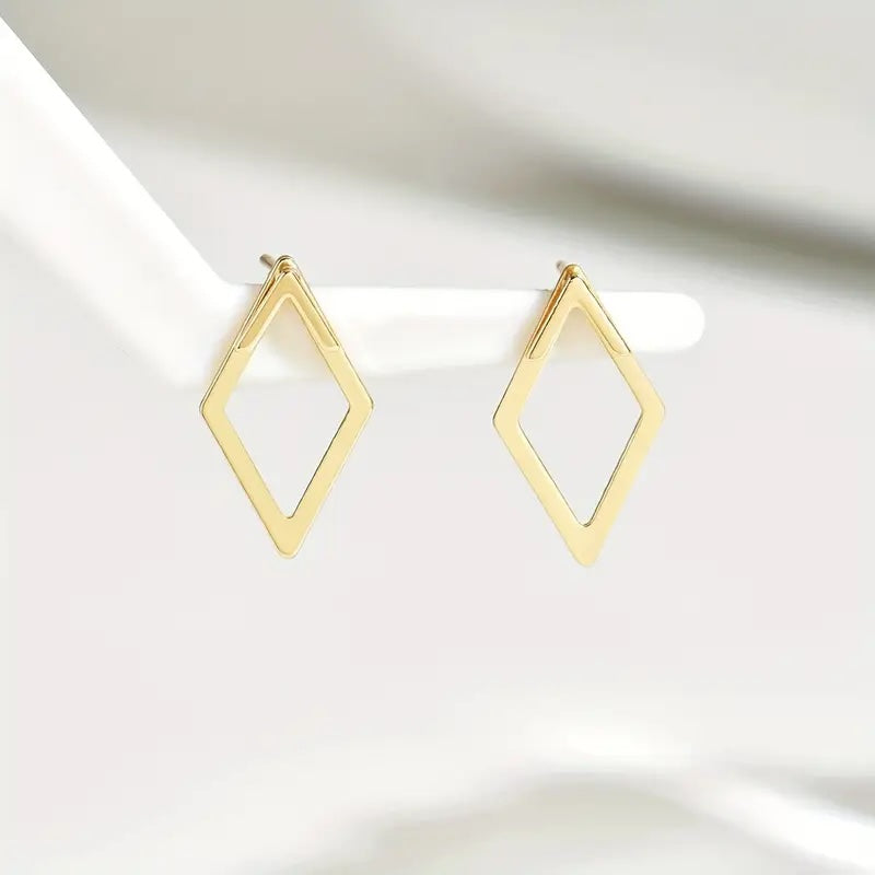 Stud Earrings - Golden V Drops
