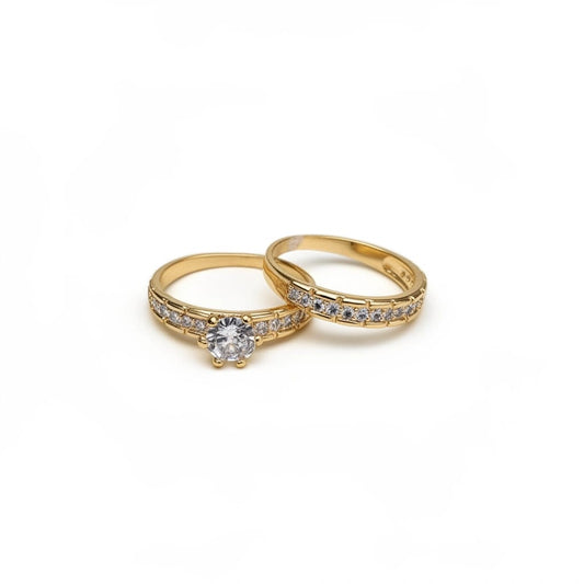 Zircon Studded Golden Forever Ring (1 Pair)