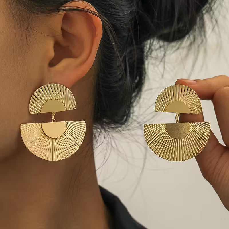 Golden Crescent Drop Earrings