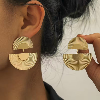 Golden Crescent Drop Earrings