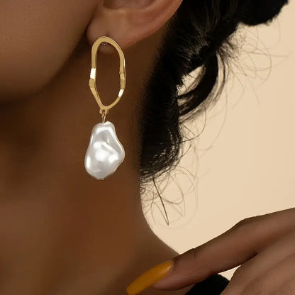 14k Gold Platted - Moonlight Pearl Drop Earrings